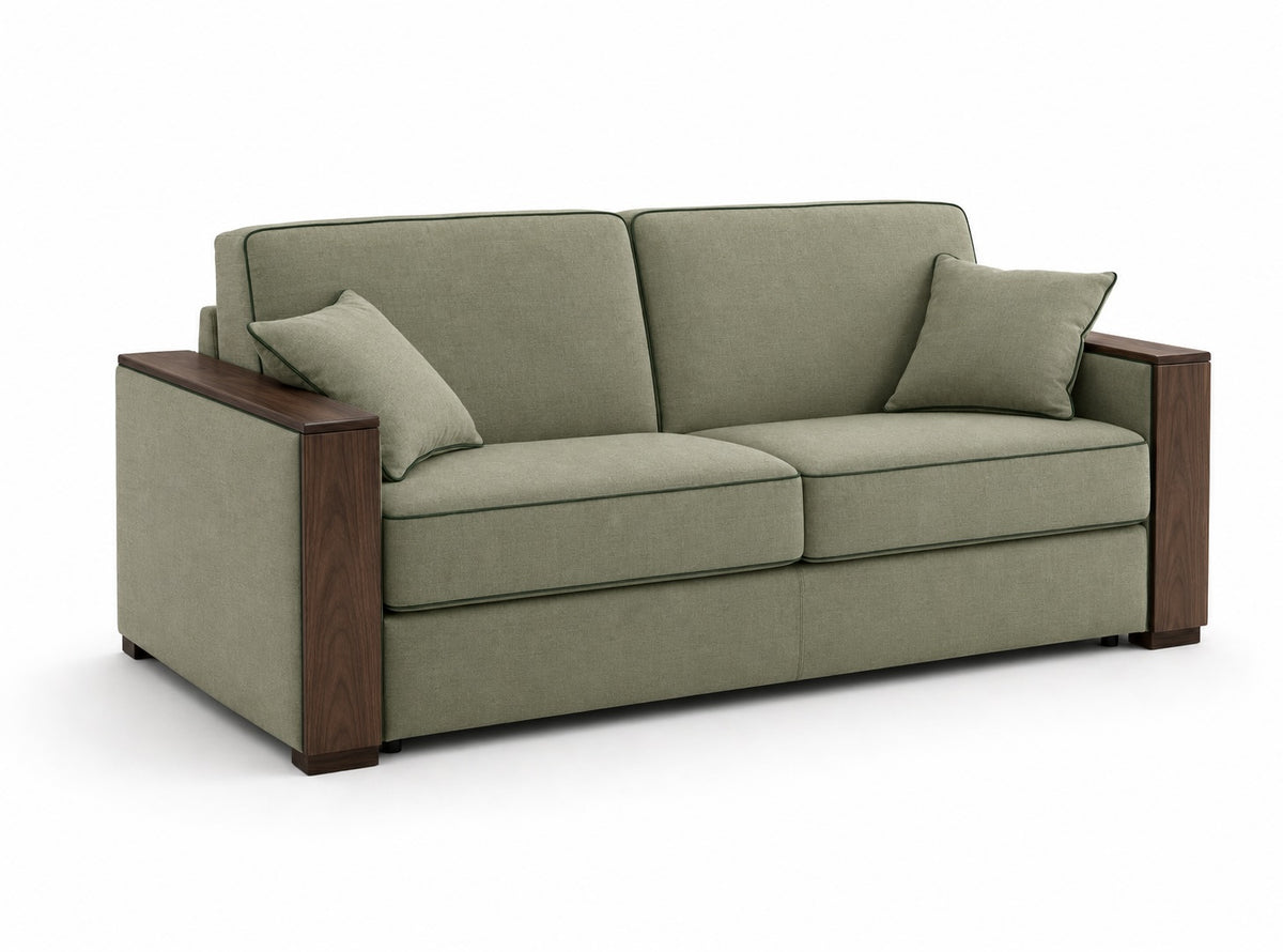 Hochwertiges Schlafsofa – Modernes Design mit Holz-Armlehnen für Hotel - Gastronomie