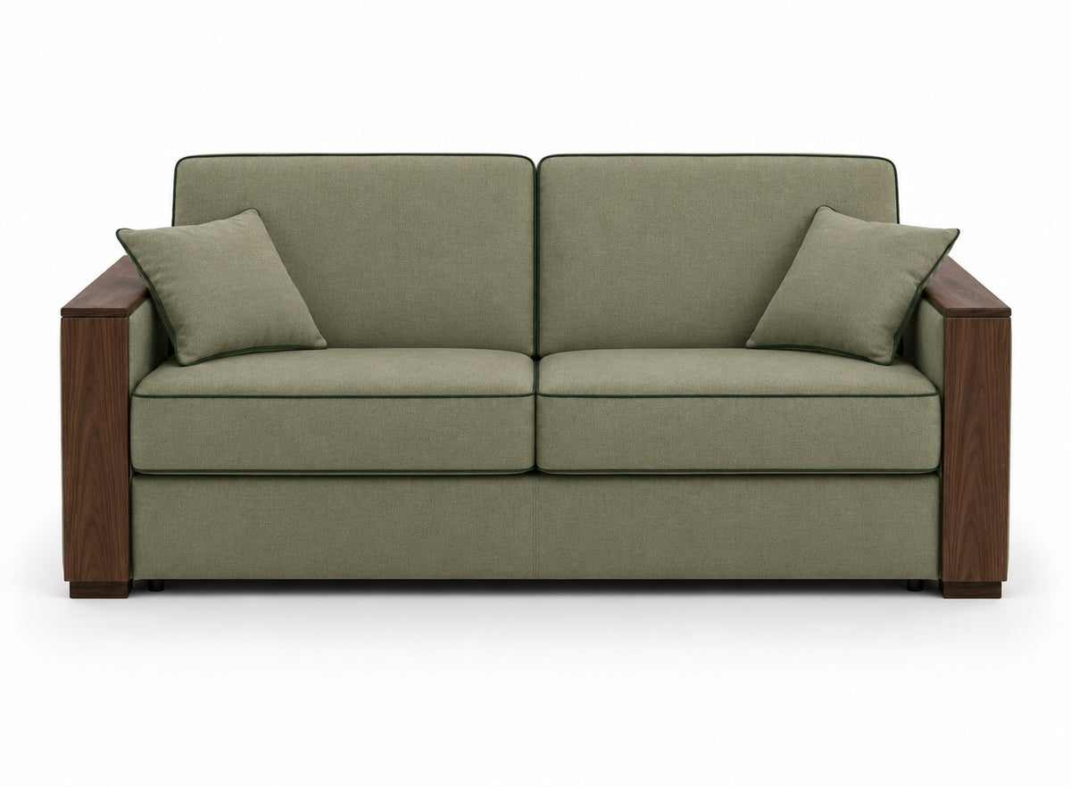 Hochwertiges Schlafsofa – Modernes Design mit Holz-Armlehnen für Hotel - Gastronomie